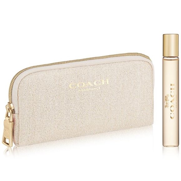 Coach Other - Coach Fragrance Mini Gold Glitter Pouch & Coach Spray Sample Eau de Parfum 0.25